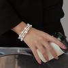 Pulsera coreana ajustable de flor de rombo de circón - Joyería elegante y versátil para mujer