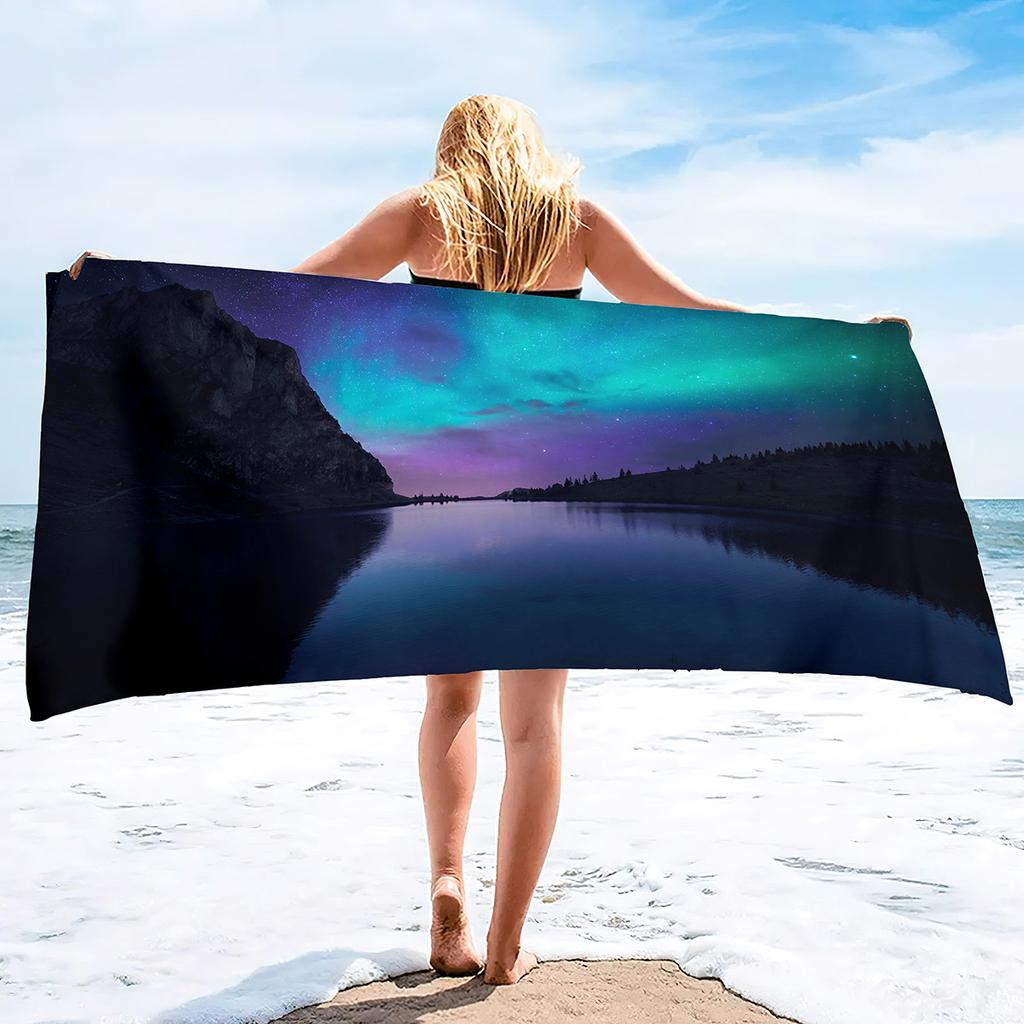 Aurora Printing Series Seaside Vacation Beach Towel Swimming Bath Towel Microfiber Sports Towel