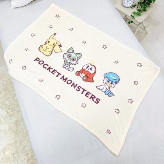 MORIPiLO Pokémon Knee Blanket (Pikachu Paldea Soft Flannel) Cute Warm Goods Summer Winter Air Conditioning Measures 70x100cm Beige Pocket Monsters