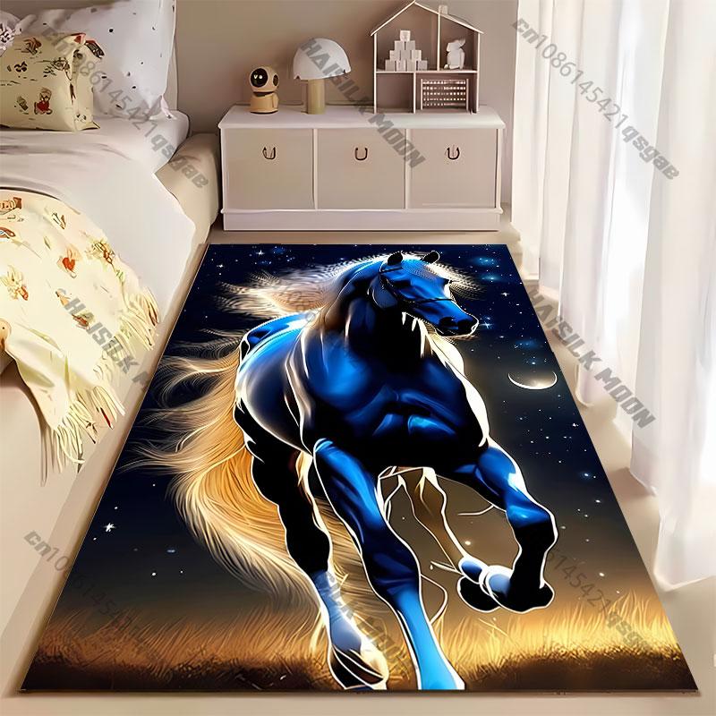 Majestic Horse Under Starry Night Carpet Yoga Living Room Room Decor Children's Crawling Mat Doormat Area Rug Games Mat