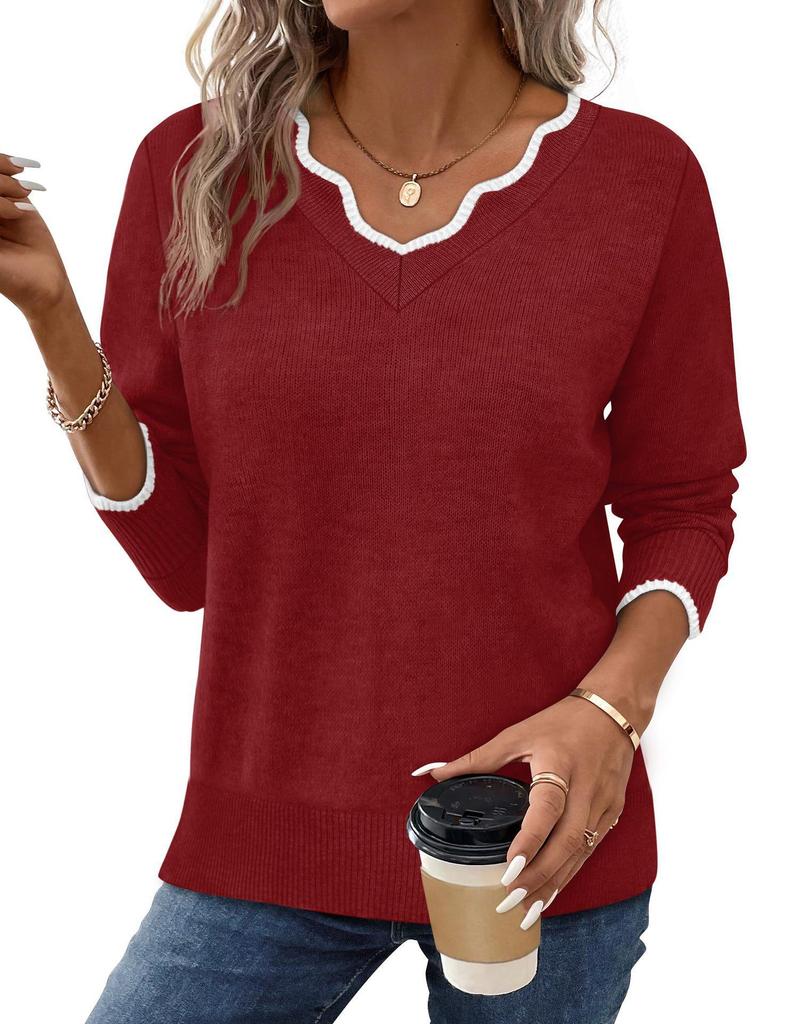 Women's Casual Solid Color Knitted Pullover Sweater - Autumn/Winter Collection