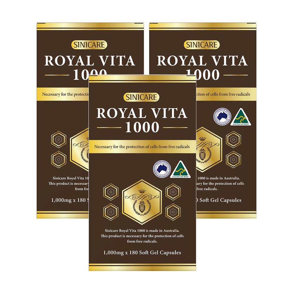 Sinicare Active Royal Vita 1000 Vitamin E Royal Jelly 180 Capsules 3 pcs