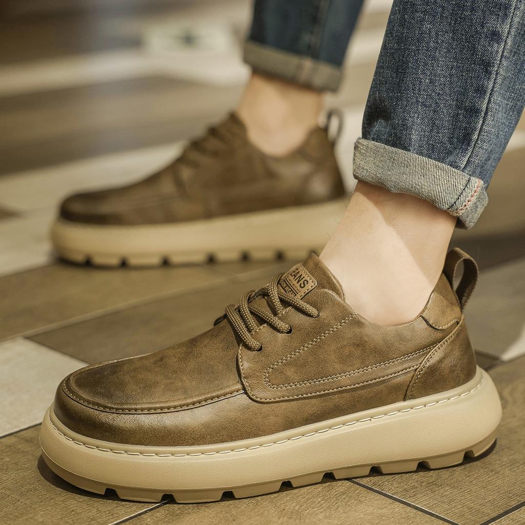Shoes autumn retro platform heightening shoes British style light business casual leather shoes