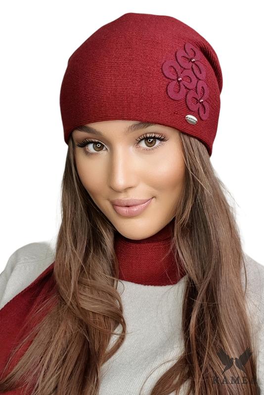 Lemon Cameo Winter Hat Burgundy Color