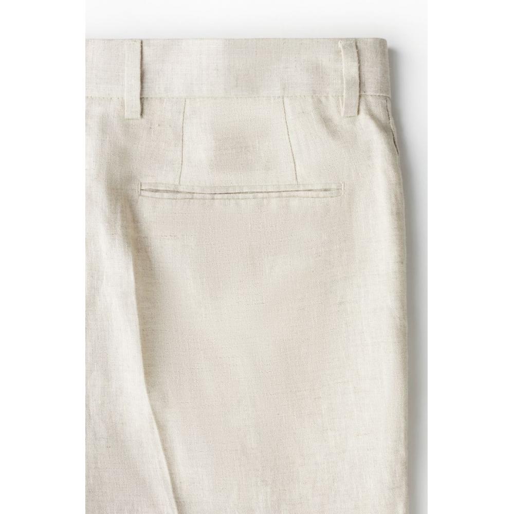 H M Linen Suit Pants sliM Fit ligHt Beige