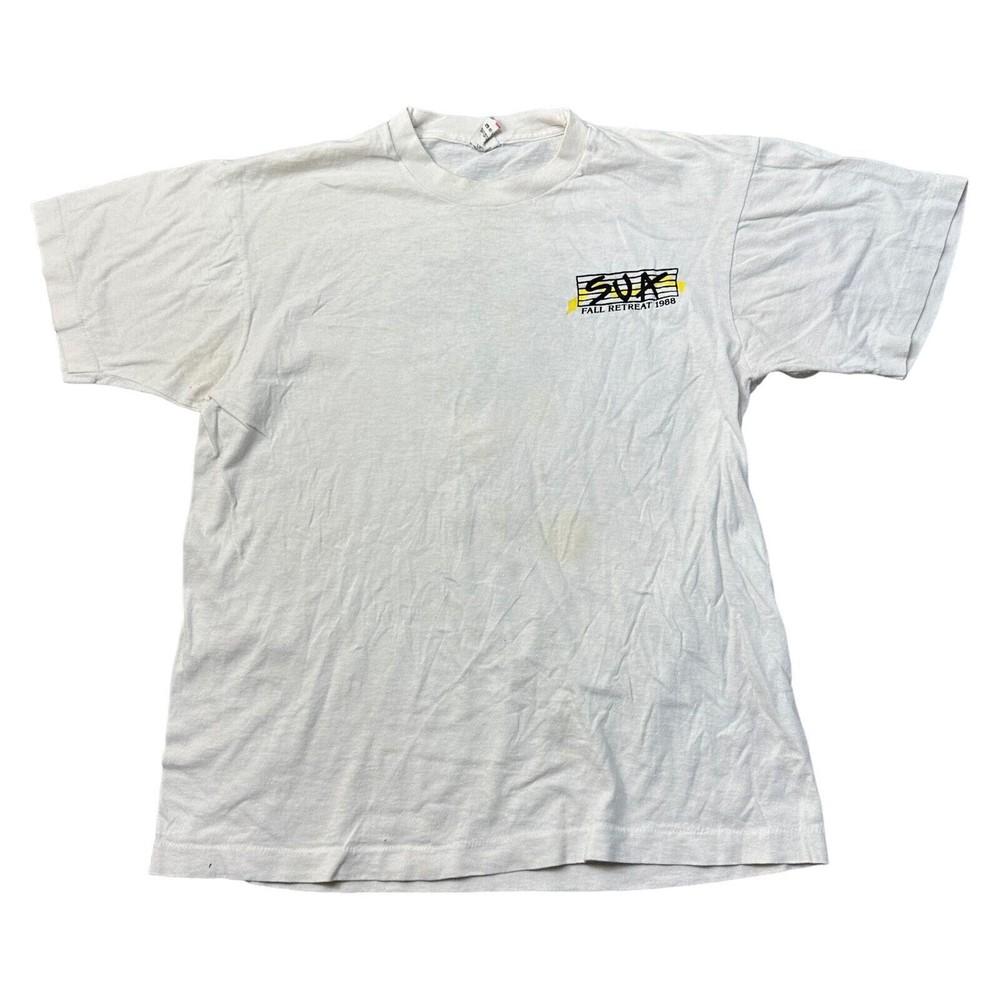 

Vintage Fruit Of The Loom Single Stitch T-shirt USA Fall Retreat 80s Mens XL