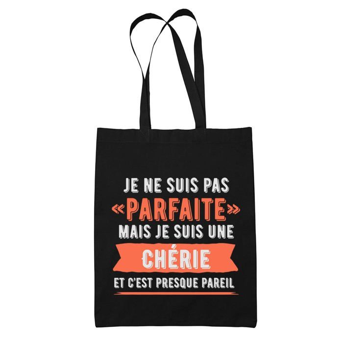 Tote bag - PLANETEE - une Chérie Parfaite Noir - Coton - Noir - Imprimé en France