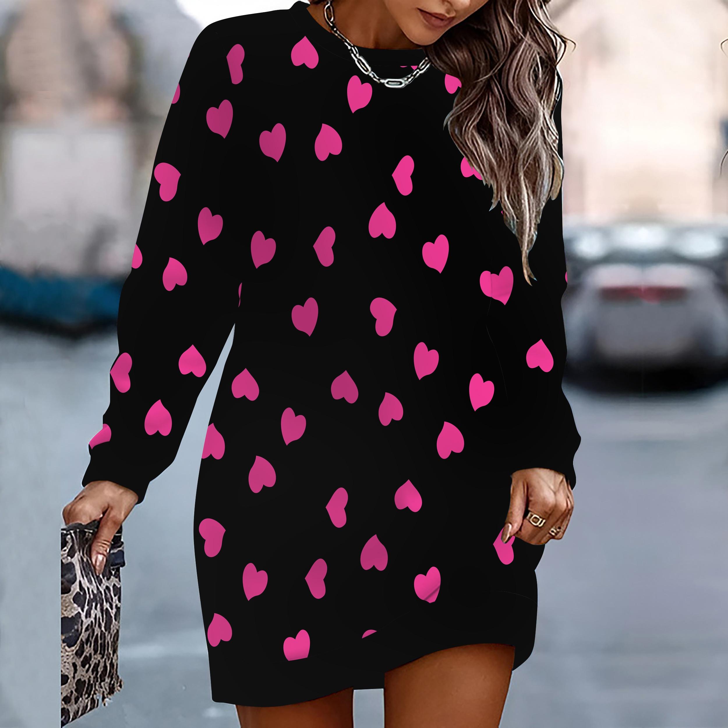 Женское элегантное, модное, трендовое и повседневное худи, 3D-принт символа сердца, трехмерный крой, женское длинное худи, подарок на День святого Валентина XXL чёрный