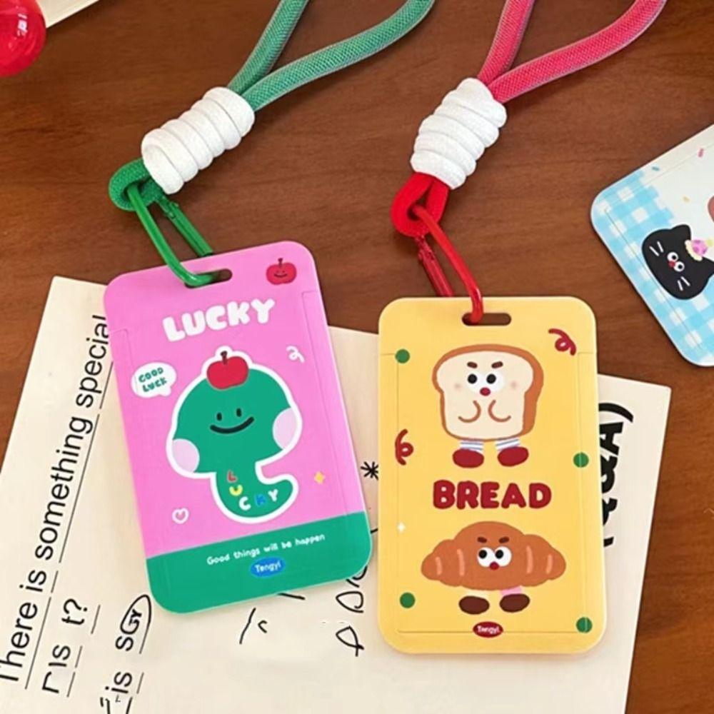 Cute Plastic Card Holder Kawaii Cartoon ID Holders with Lanyard Card Cover Case for Students