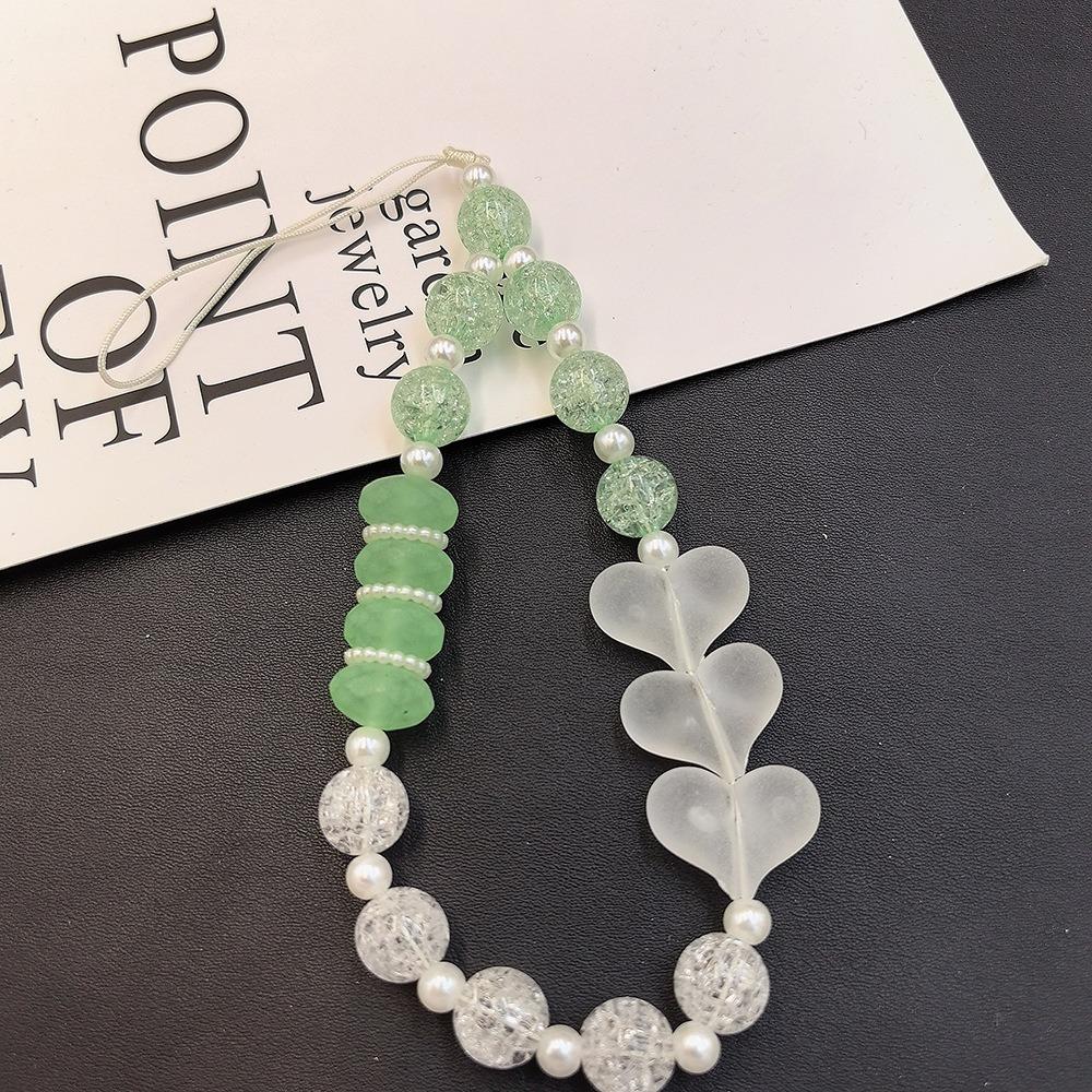 New For Mobile Phone Chain Hand Frosted Heart Shaped Beaded Bracelet High End And Versatile Camera Lanyard Chain Keychain Bag