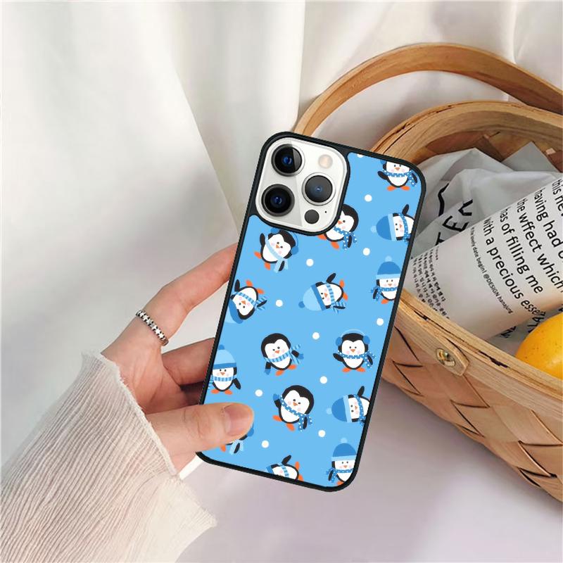 Cute Penguin Celular Mobile Smartphone Cases For iPhone 17 Air 16e 15 14 12 13 11 Pro MAX Plus Coque Fundas