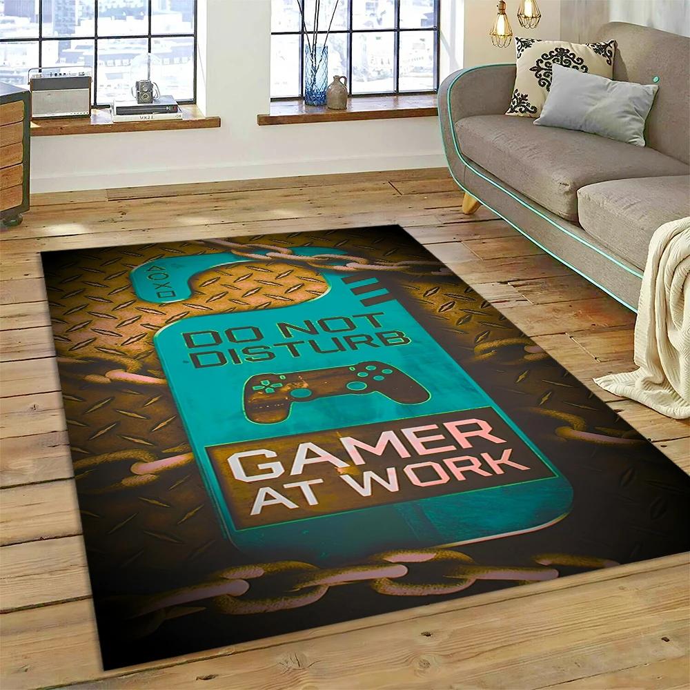 Alfombra de Dibujos Animados 3D para Jugador de Videojuegos, Alfombra para Sala de Estar, Dormitorio, Sofá, Felpudo Decorativo, Alfombra para Área de Juego Infantil, Alfombra Antideslizante para Piso