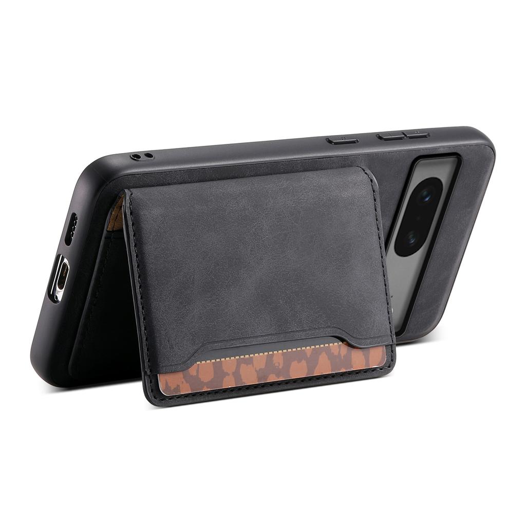 DENIOR D13 For Google Pixel 7 5G Case Magnetic Card Holder Kickstand Leather Back Phone Cover
