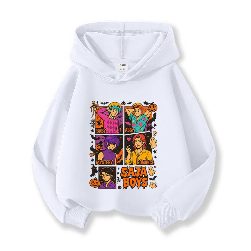 Kpop Witch Hunt Girls' Hoodies, Children's Spring and Autumn Hoodies, Fashionable and Versatile Cartoon Style Printed Thin Sweatshirts