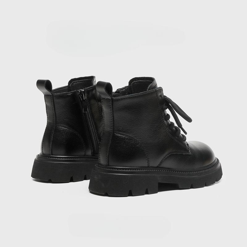 Fashion retro children's short boots 2024 new classmates high-top leather shoes British leather boots