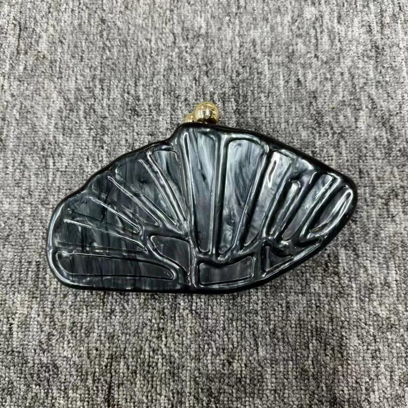 Women's Luxury Crossbody Bag Shell Fan-shaped Acrylic Fashion Wedding Evening Bag Clutch Shell Purse Clutch Shoulder Pearl Bag