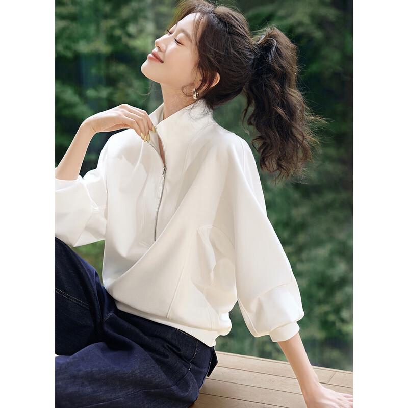 Comfortable Half-Zip Stand Collar Sweatshirt