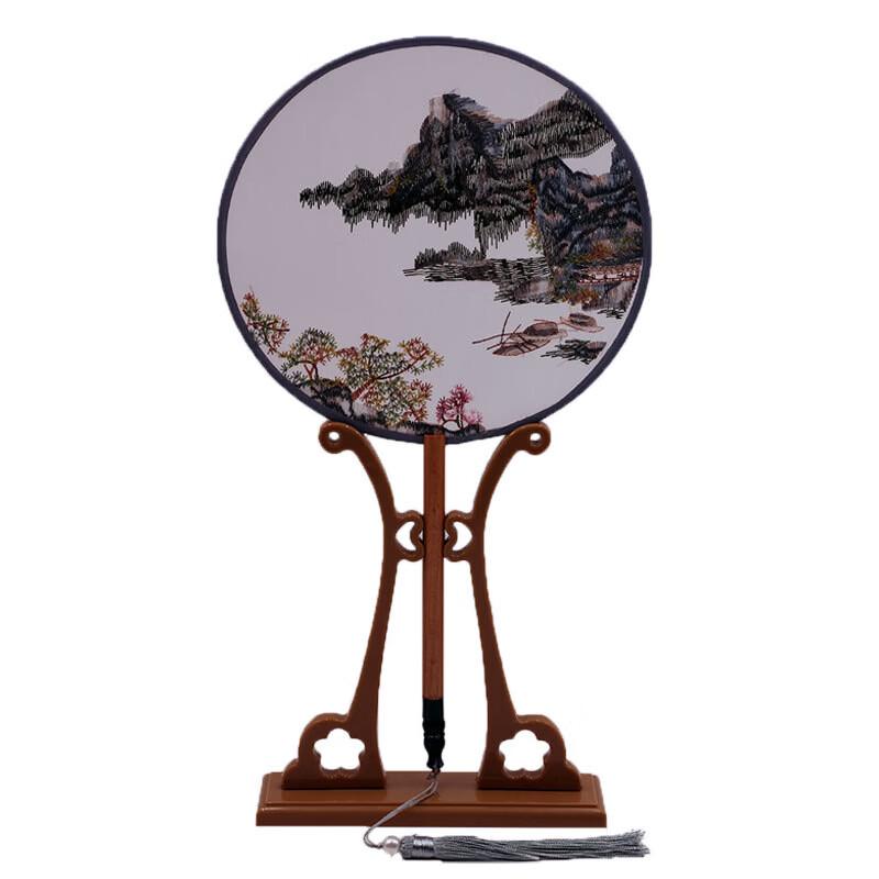 Односторонний вышитый веер для дворцовых танцев