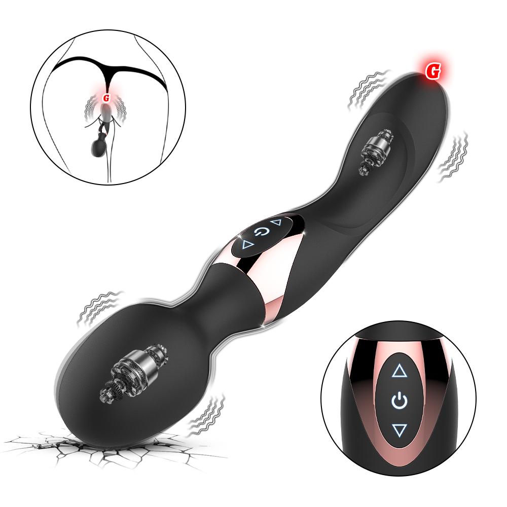 Silicone Dual-Head Powerful Vibrator, AV Vibrator, G-Spot Nipple Clit Stimulator, Masturbator, Female Adult Sex Toys, Sex Toys