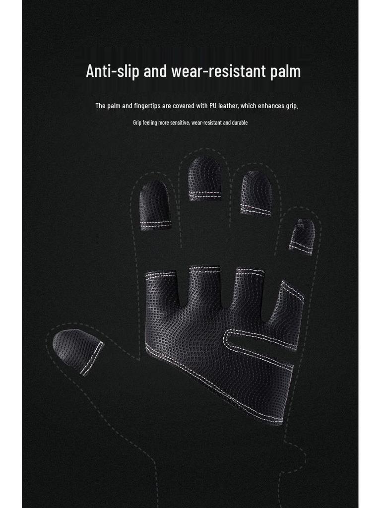 Autumn/Winter Warm Windproof Water-Repellent Non-Slip Touchscreen Two-Finger Fishing Cycling Gloves
