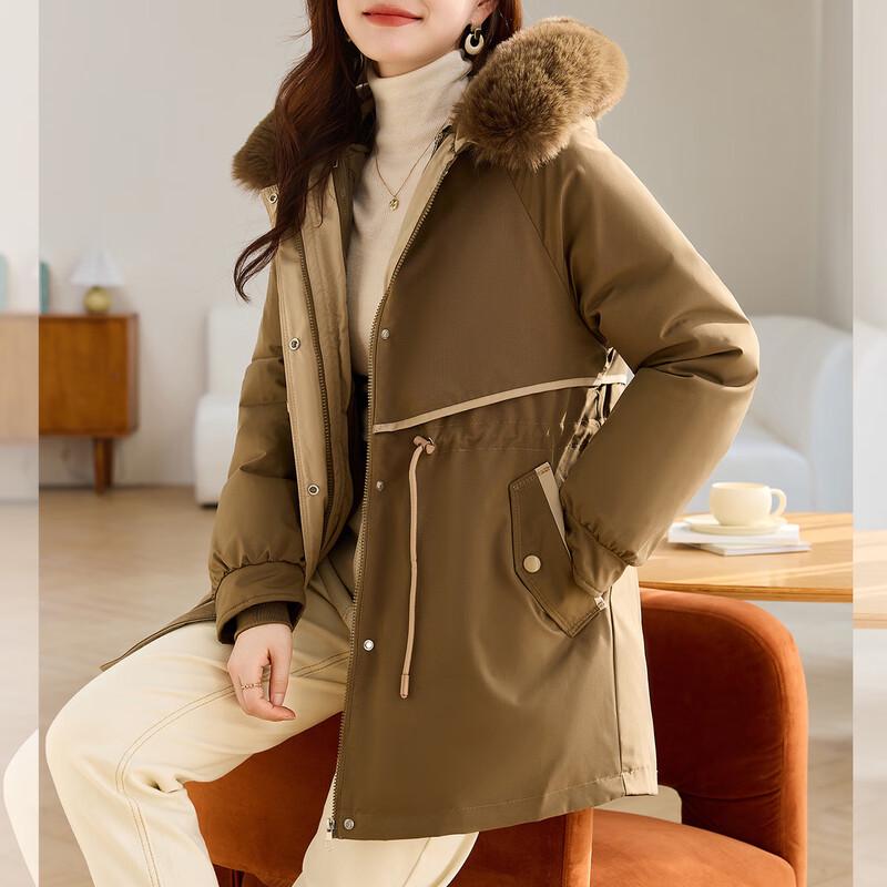 

Женская зимняя парка со съемным меховым воротником 2XL