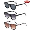 Protective Glasses 3pcs Trendy Rivet Square Sun Glasses Multi Color Lens Sunglasses Gradient Design Outdoor Driving Eyewear