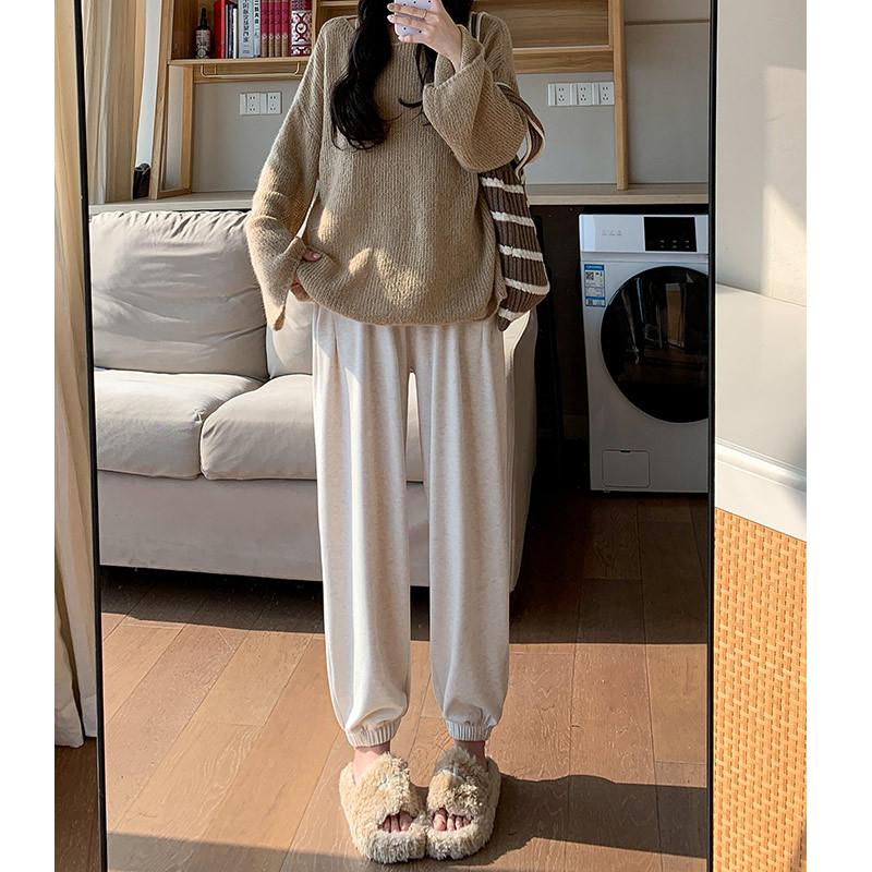 

Gray glutinous rice pants women s spring and autumn new thin loose tied sweatpants casual small radish pants S