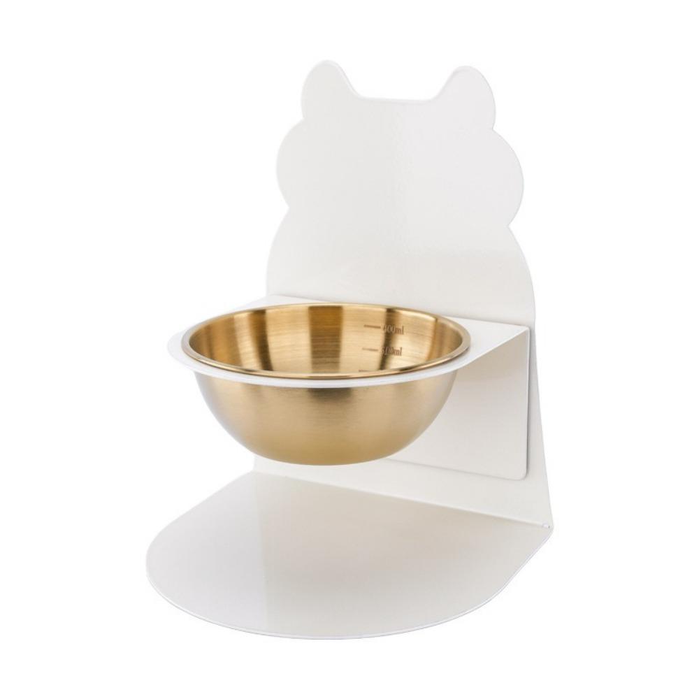

Detachable Adjustable Food Feeder Anti-Tip Protects Cervical Elevated Cat Water Bowl with Magnetic Stand Stable Pet Feeding Dish белого золота
