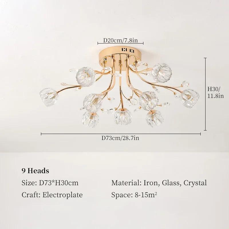 2024 New Living Room LED Ceiling Light Glass Flower Ceiling Light Nordic Room Decoration Bright Colors Bedroom Crystal Light