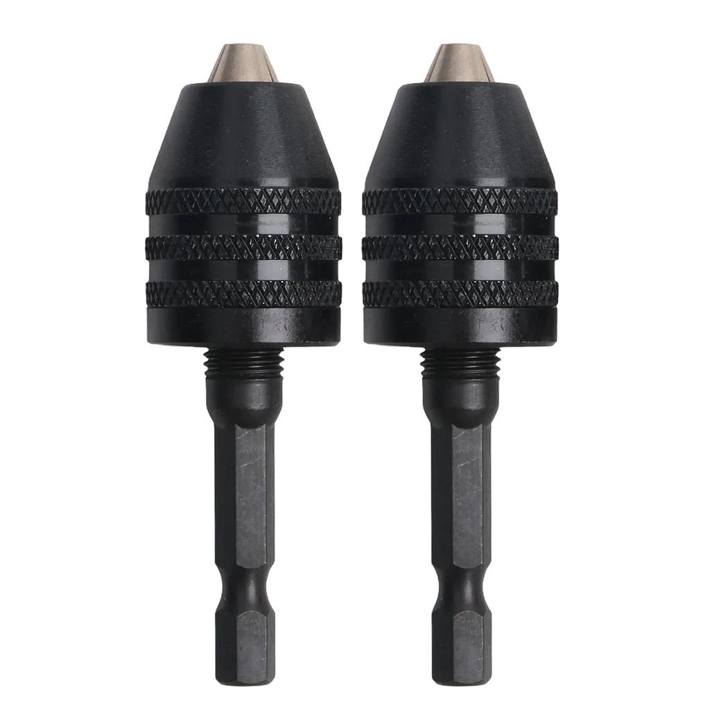 2pcs Keyless Chuck Conversion Adapter Drill Bit Quick Change Driver 0.3-6.5mm Power Tool Parts Accessories