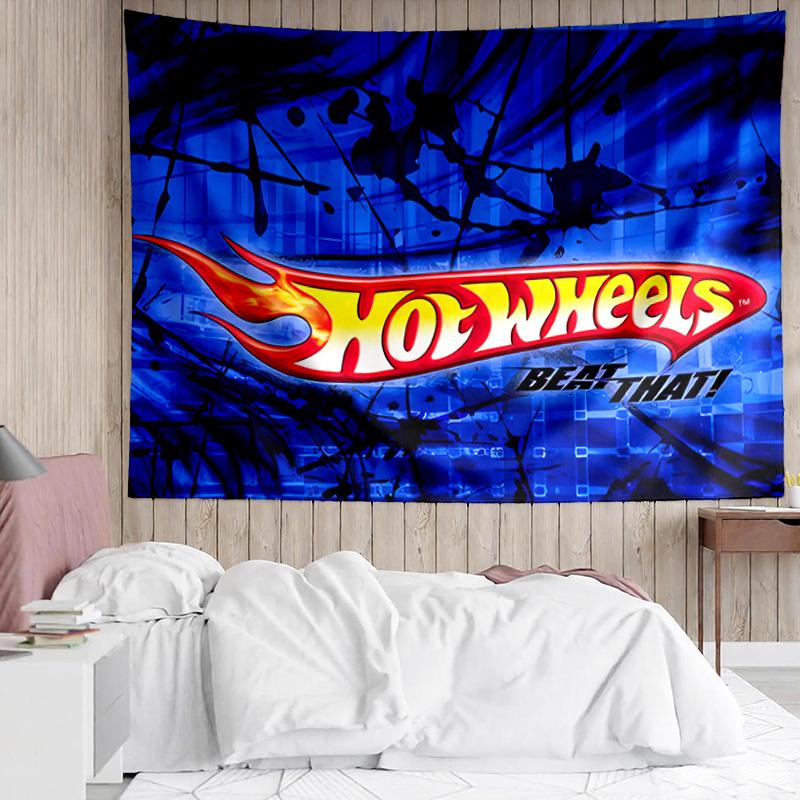 Hot Wheels logo Tapestry for Bedroom Aesthetic Classroom Tapestries Wall Hanging for Living Room Dorm Office,Ideal Creative Gift