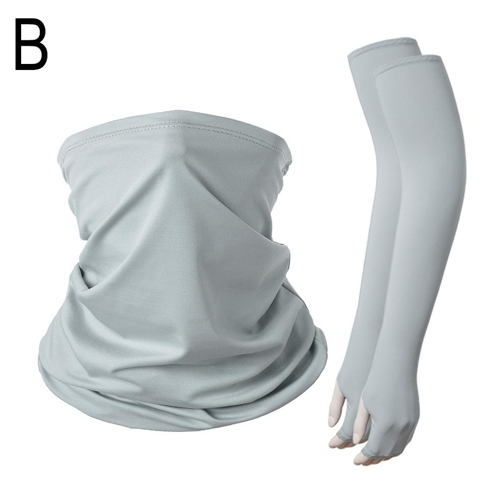 Ice Silk Face Cover Set Summer Sun Protection Anti-UV Quick-drying Breathable Fishing Mask Sleeves For Outdoor Fishing Cycling
