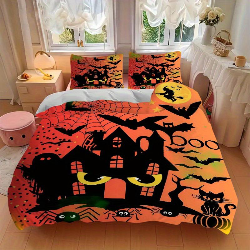 3er-Set Hexen-Halloween-Print-Bezüge Ultraweich, Atmungsaktiv und Bequem Bettwäsche mit Stilvollem Design für Schlafzimmer- und Gästezimmer-Dekoration 1 Bezug