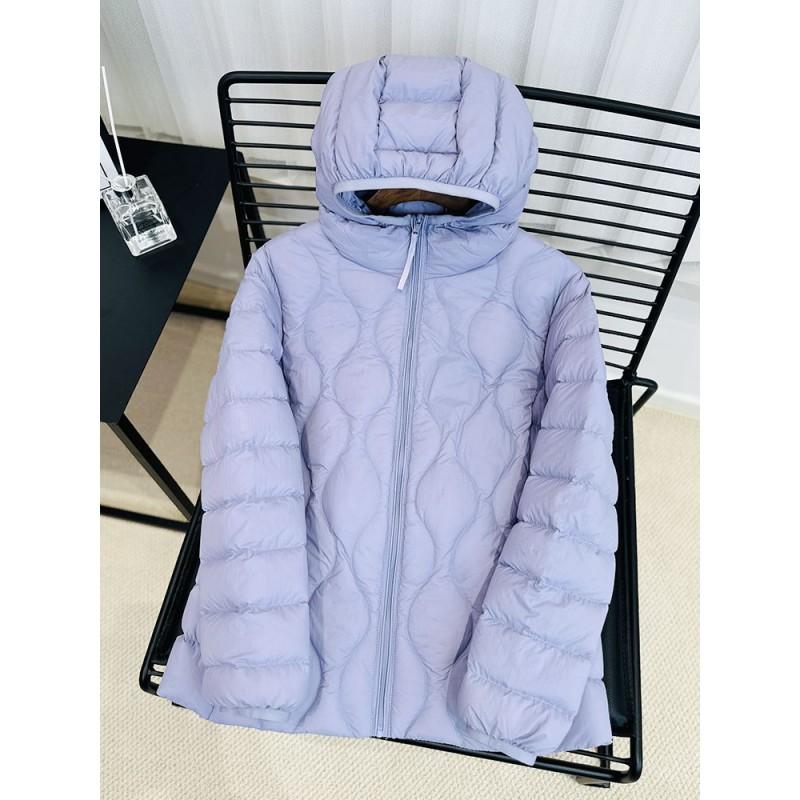 90 White Duck Down Lightweight Hooded Jacket Women Casual Winter Coat