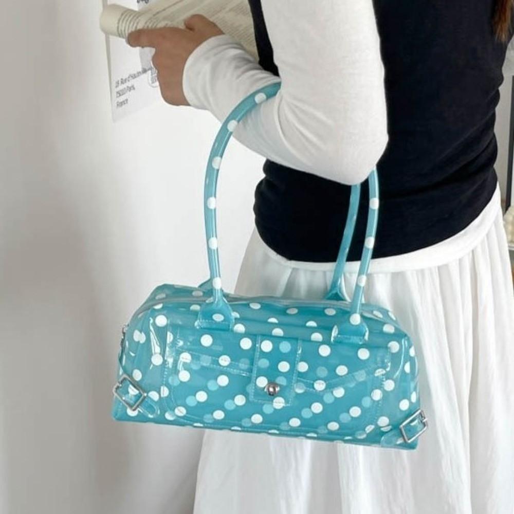Cute Transparent Jelly Tote Bag Polka Dot Large Capacity Shoulder Bag Candy-colored Pvc Handbag Women
