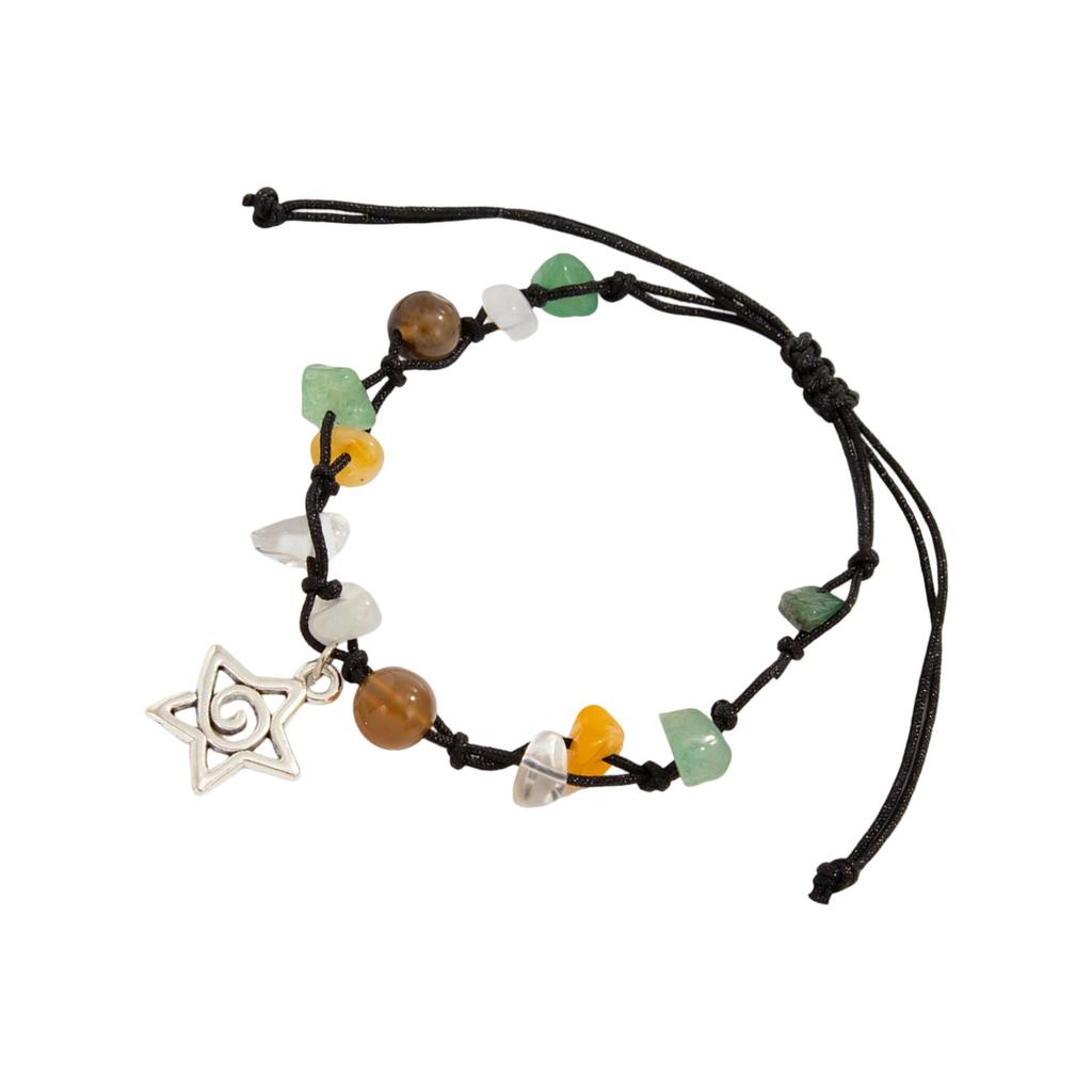 Handwoven Spirals Star Pattern Bracelet Colorful Irregular Turquoise Bead Bohemian Adjustable Closure Designs