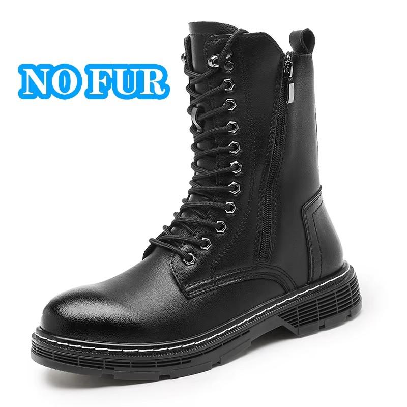 

Мода 2025 новая Теплая Плюшевая Меховая Зимняя Обувь Натуральная Кожа Мужская Обувь Металлическая Молния Мужские Мотоциклетные Ботинки На Шнуровке Повседневные Ботильоны 38