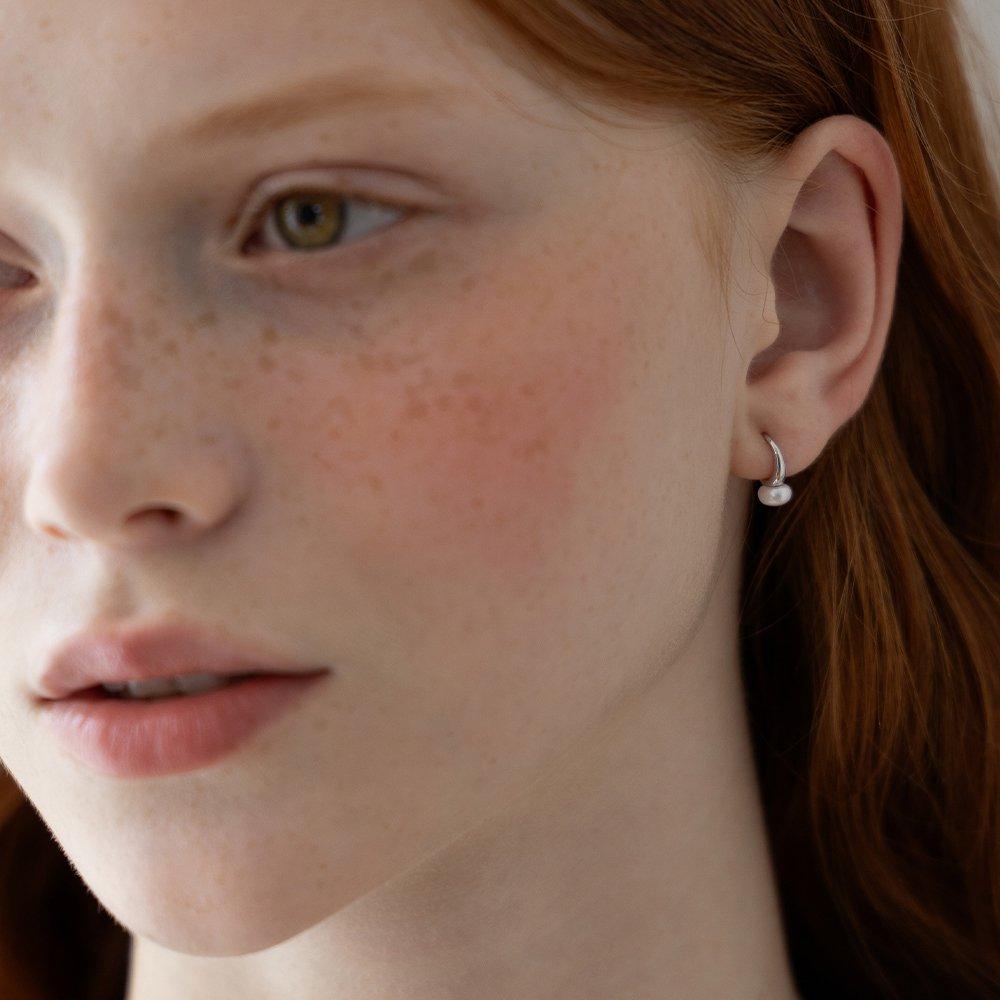 (Silver 925) French Freshwater Pearl Hook Earrings Ec3239