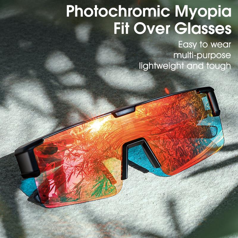 Photochromic Cycling Glasses Fit Over Myopic Sunglasses UV 400 Polarized Fishing Bike Goggles Cool Aesthetic Eyewear