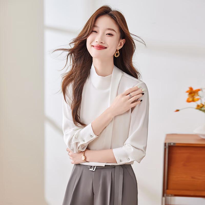 Tluoman Women's Stand-Collar Long-Sleeve Shirt