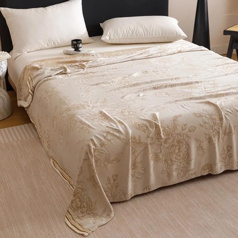 2025 New Smooth Bamboo Fiber Jacquard Multifunctional Double-layer Gauze Cold Blanket Towel Quilt
