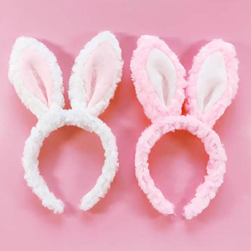 Soft Headband with Bunny Ears Plush Animal Hair Hoop Fluffy Easter Christmas Cosplay Cartoon Theme Party Costume