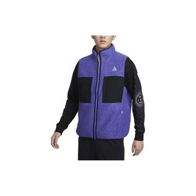 Arctic Wolf Contrast Stand Collar Zip Casual Fleece Vest Men Tops Persian-Purple FN2449-510