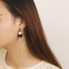 Black Round Hanging Earrings for Women Gold Color Link Tassel Earrings Bohemian Dangle Earrings Korean Fashion Ear Jewelry