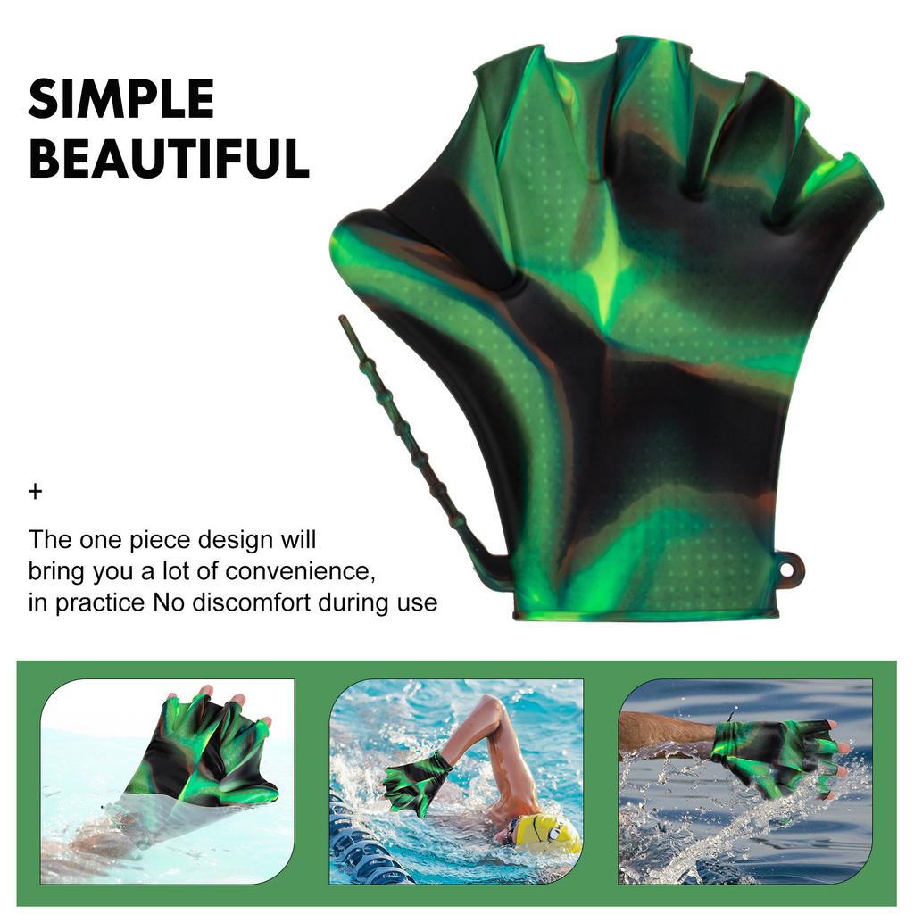 1Pair Swim Paddles Adjustable Silicone Swimming Gloves for Upper Body Exercise Pool Workout Water Resistance Gloves for Men 4