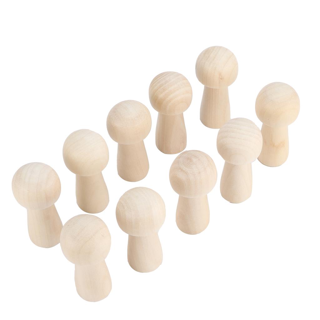 10pcs Mushroom Decor Cute Shape DIY Paintable Small Wooden Crafts for Preschoolers Kid