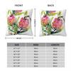 Pink Protea And Bird Blossoms Square Pillowcase Polyester Linen Velvet Printed Zip Decorative Pillow Case Home Cushion Cover