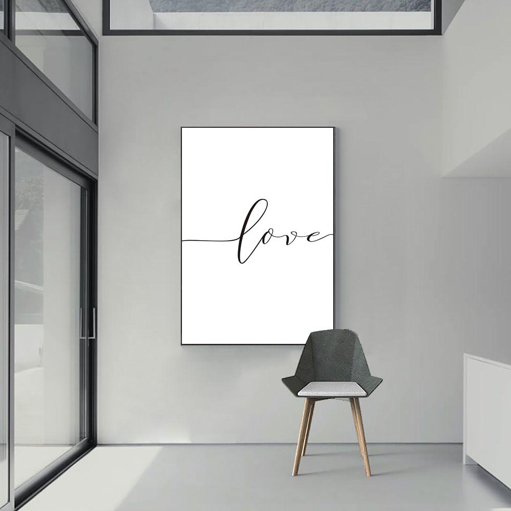 

Nordic romantic love art poster minimalist black and white letter oil painting living room bedroom home decoration mural No Frame 21*30cm No Frame