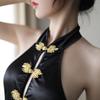Sex underwear hot tight cheongsam sex uniform transparent free one-piece cheongsam gold buckle neck uniform