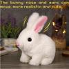Cute Electric Rabbit Interactive Plush Toys Bunny With Carrot Walking Wiggle Ears Wag Tail Stuffed Peluche Doll Birthday Gifts